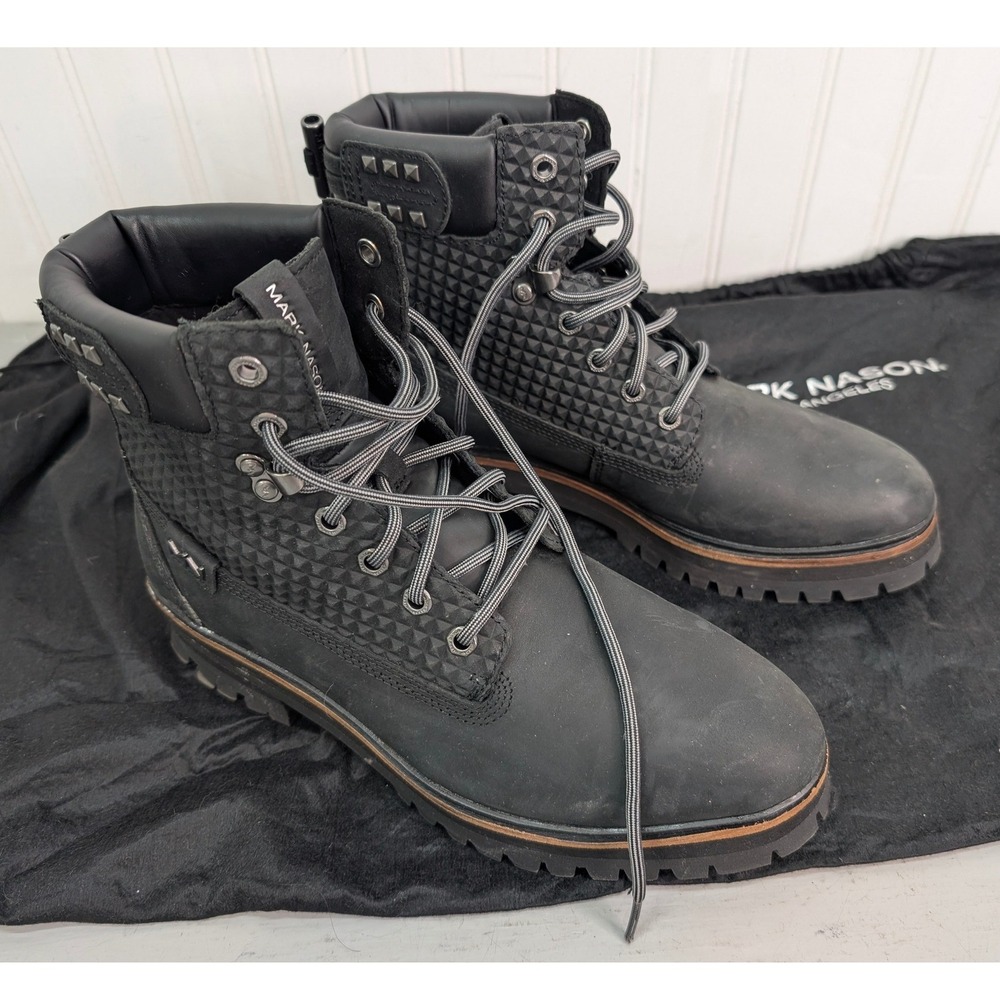 Mark Nason‎ Los Angeles Women's Black Leather Boots 8.5 Combat Studded SN 133128